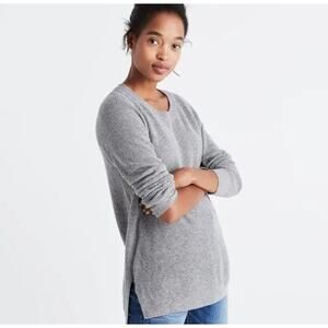 Madewell Women’s Gray Wafflestitch Wool Alpaca Blend Side Slit Sweater Small
